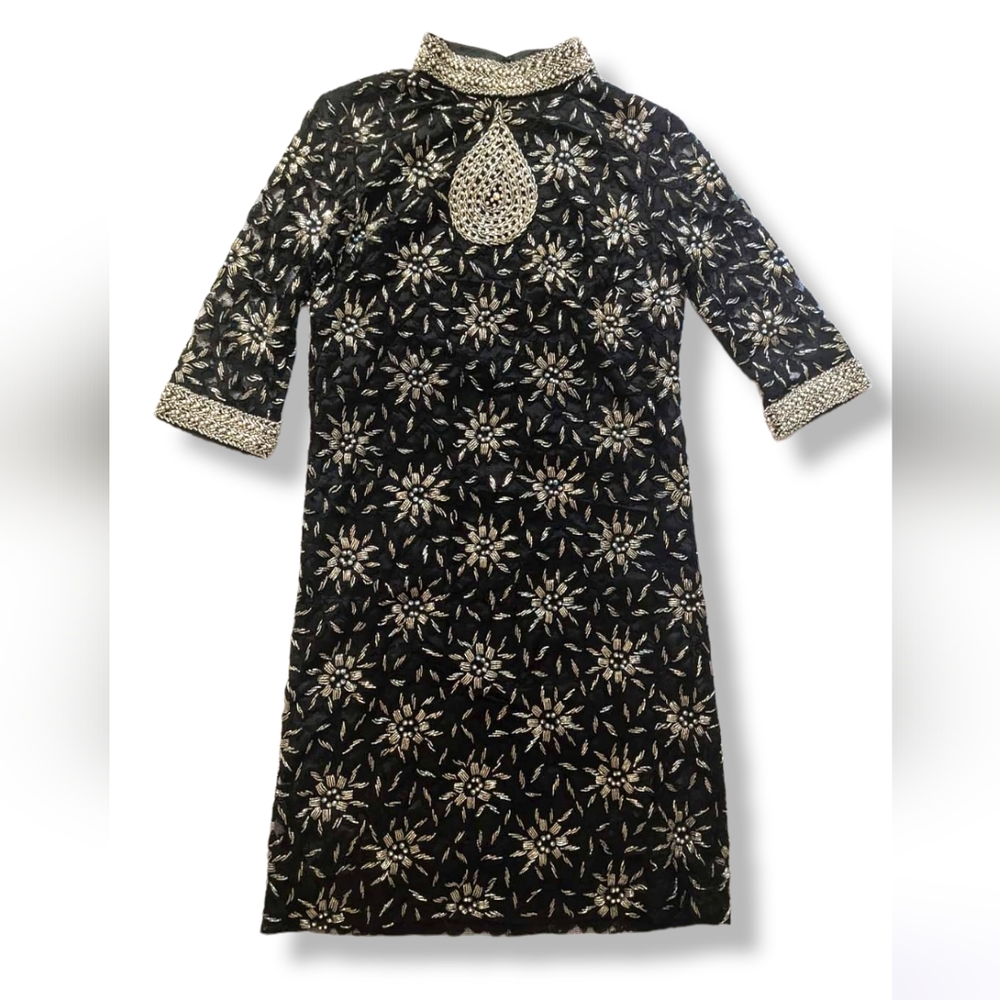 60s Vintage May's lace beaded cocktail dress